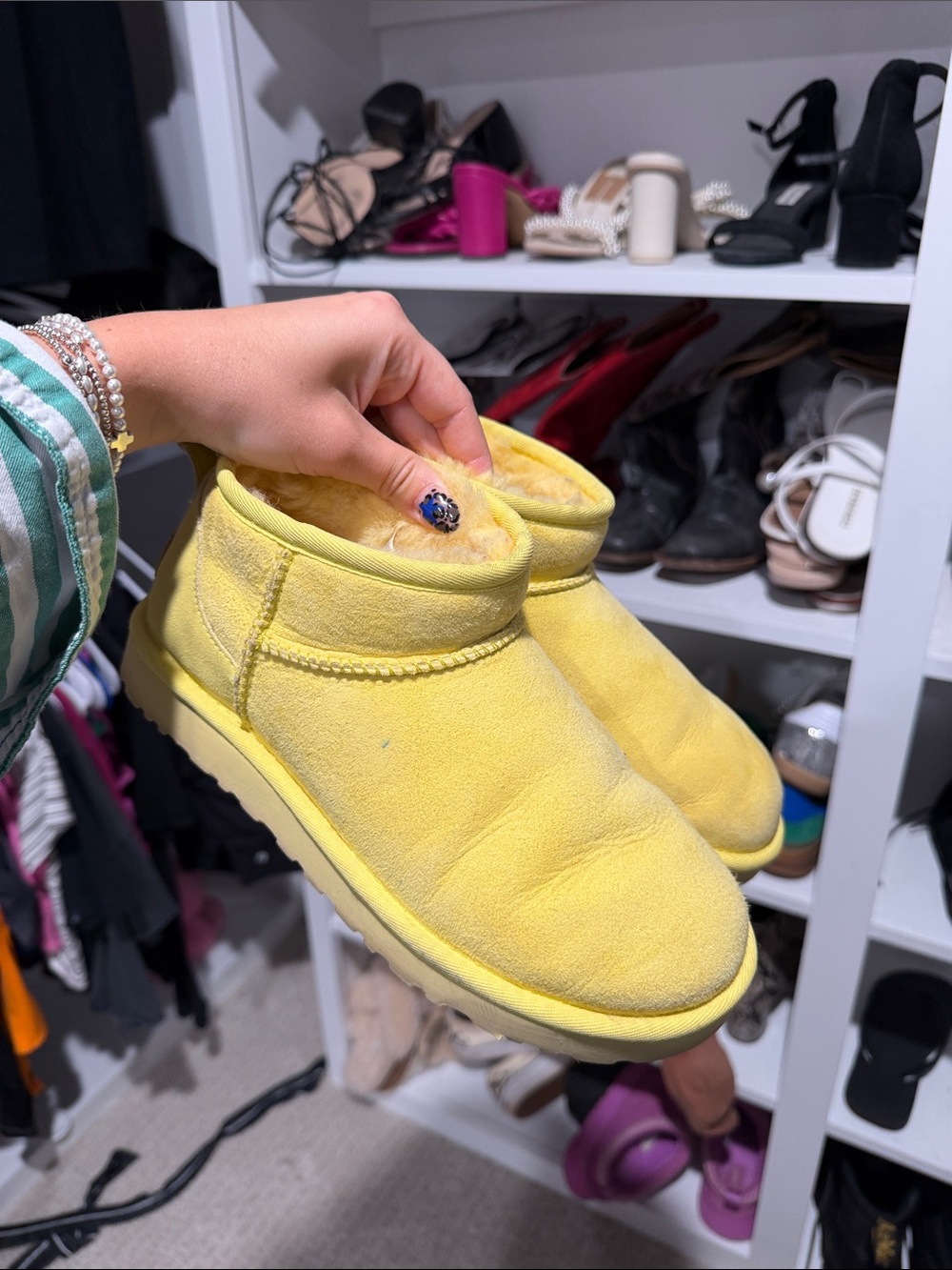 UGG Yellow Fuzzy Slip-On Shoes